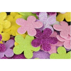 Shamrock Craft Adhesive Foam Shapes - Glitter Flowers