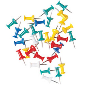 Marbig® Push Pins Assorted Colours