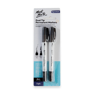 MM Dual Tip Permanent Markers Black