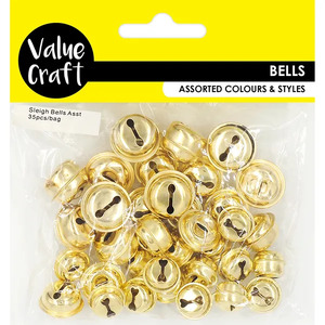 Value Craft Sleigh Bells Assorted Sizes - Gold