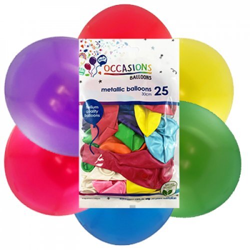 Alpen 30cm Quality metallic balloons in assorted colours. Ideal for