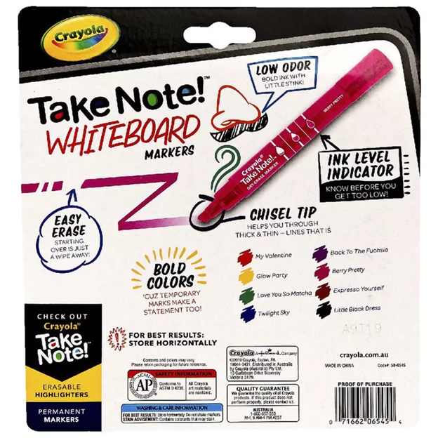 Crayola Whiteboard Markers, bright assorted colours. non-toxic, dry erase  markers.