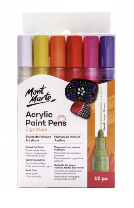 Mont Marte Signature Acrylic Paint Pens, Ideal for drawing on a range of  materials i