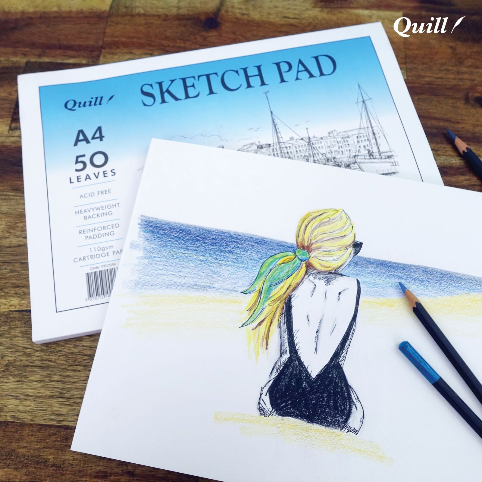 Sketch pad with pencils Royalty Free Vector Image