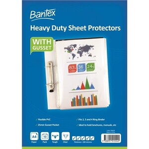  Bantex Heavy Duty A4 Sheet Protectors with Gusset 