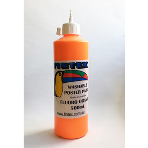Tintex Washable Poster Paint Fluorescent Orange 500ml
