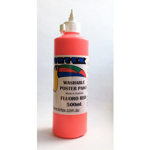 Tintex Washable Poster Paint Fluorescent Red 500ml