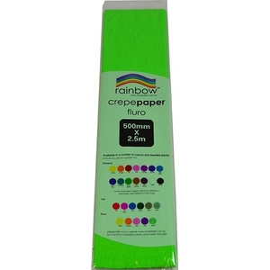 Rainbow Crepe Paper Fluoro Green