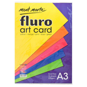 Mont Marte Fluoro Art Card 230gsm  - A3