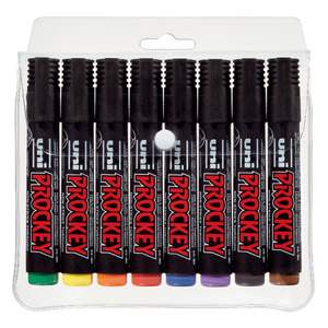 uni Prockey Permanent Markers Chisel Point 8 Assorted Colours