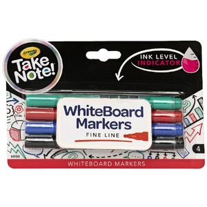 Crayola® Take Note™ Whiteboard Markers - Bullet Tip pkt of 4