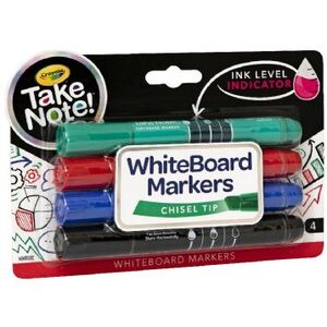 Crayola® Take Note Whiteboard Markers - Chisel Tip pkt of 4