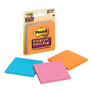Post-it® Super Sticky Notes Assorted Neon Colours