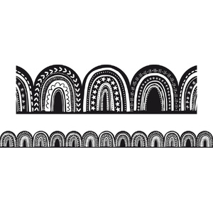 Australian Teaching Aids Die Cut Border - Black & White Rainbows