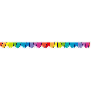 ATA Card Border Scalloped Rainbow Stripes