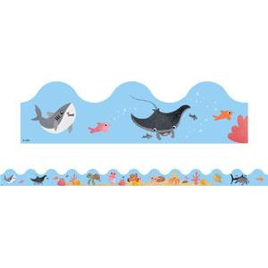 Australian Teaching Aids Card Borders Scalloped - Sea Creatures