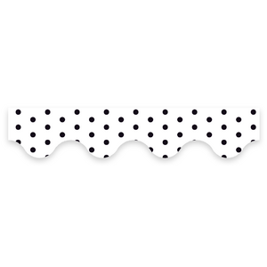 ATA Card Border Scalloped - Black Polka Dots on White Background