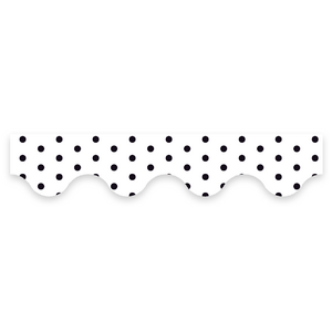 Card Border Scalloped - Black Polka Dots on White Background