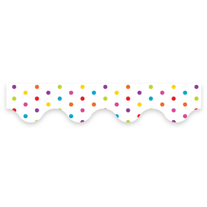 Australian Teaching Aids Card Border Scalloped - Multicolour Polka Dots on White Background