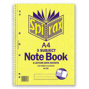 Spirax 596 Notebook A4 5 Subject 