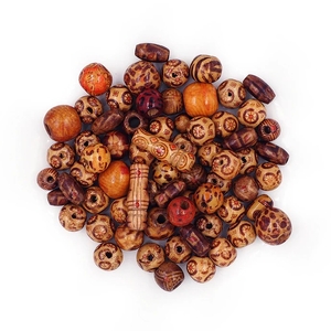 Wooden Printed Beads Tribal
