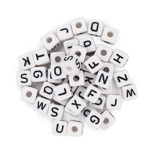 Large Alphabet Cube Beads Black & White