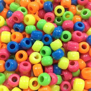 Plastic Pony Beads Assorted Fluoro Colours