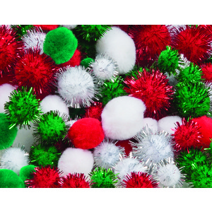 Zart Christmas Pom Poms Plain and Glitter