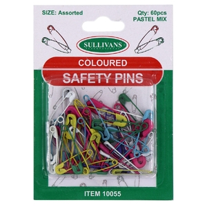 Safety Pins Assorted Pastel Colours & Sizes