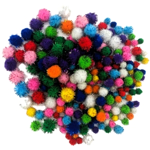 Speedy Glitter Pom Poms Assorted Sizes - Pack of 200