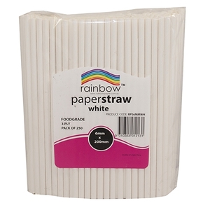 Rainbow Paper Straws Regular White