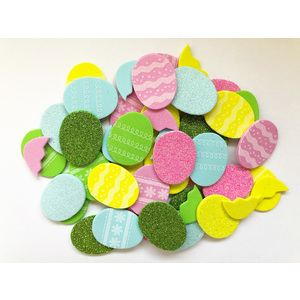 Adhesive Foam Shapes - Eggs Pastel and Glitter