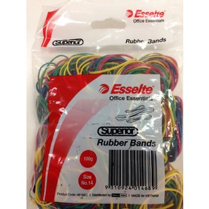 Esselte Rubber Bands - Size 14 Assorted Colours