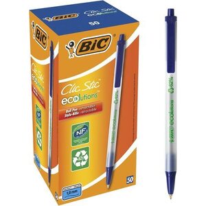  Bic® Clic Stic Ecolutions™ Ball Point Pen Box of 50 Blue