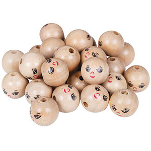 Zart Wooded Smiling Face Beads