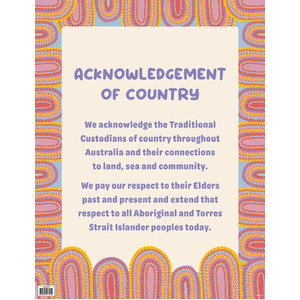 Australian Teaching Aids Laminated Chart Acknowledgement of Country - Rainbow Dreaming (Hills)