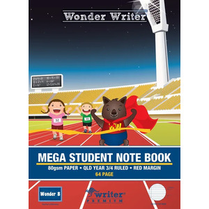 Wonder 8 Writer Mega Student Note Book Qld Year 3/4 Ruled