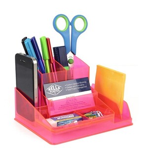 Italplast Desk Tidy Organiser Neon Red