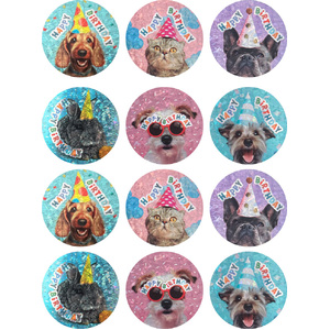 ATA Merit Foil Stickers - Happy Birthday (Pets) 