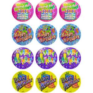 Australian Teaching Aids Holographic Merit Stickers Happy Birthday