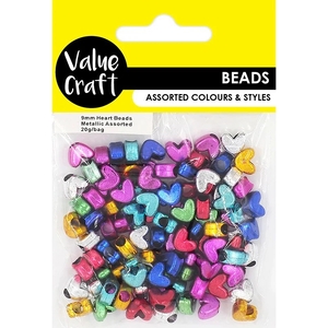 Value Craft Metallic Plastic Heart Beads