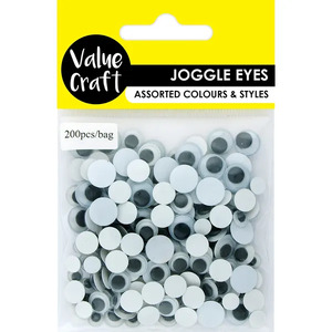 Value Craft Assorted Sizes Black & White Joggle Eyes