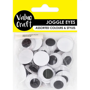 Value Craft Black & White Joggle Eyes - 20mm
