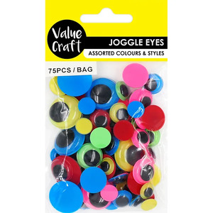 Value Craft Assorted Sizes Neon Joggle Eyes 