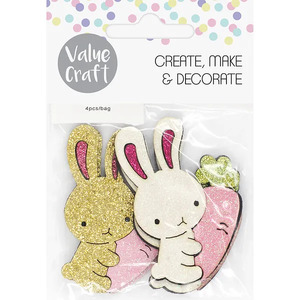 Value Craft Easter Glitter Felt Bunny with Carrot