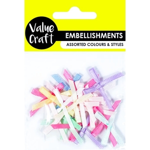 Value Craft Mini Satin Ribbon Bows - Pastel