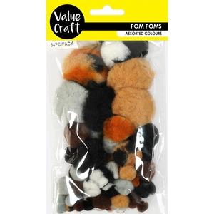 Value Craft Pom Poms Earth / Animal Tones