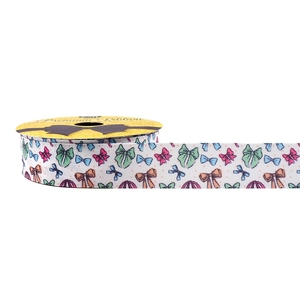 Value Craft Satin Ribbon White with Multi-Coloured Bows
