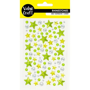 Value Craft Rhinestones Green Stars with Green/Silver Balls