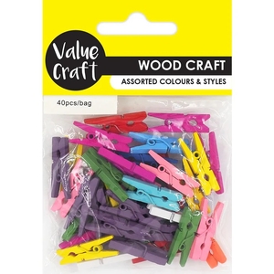 VC Mini Wooden Pegs - Assorted Colours